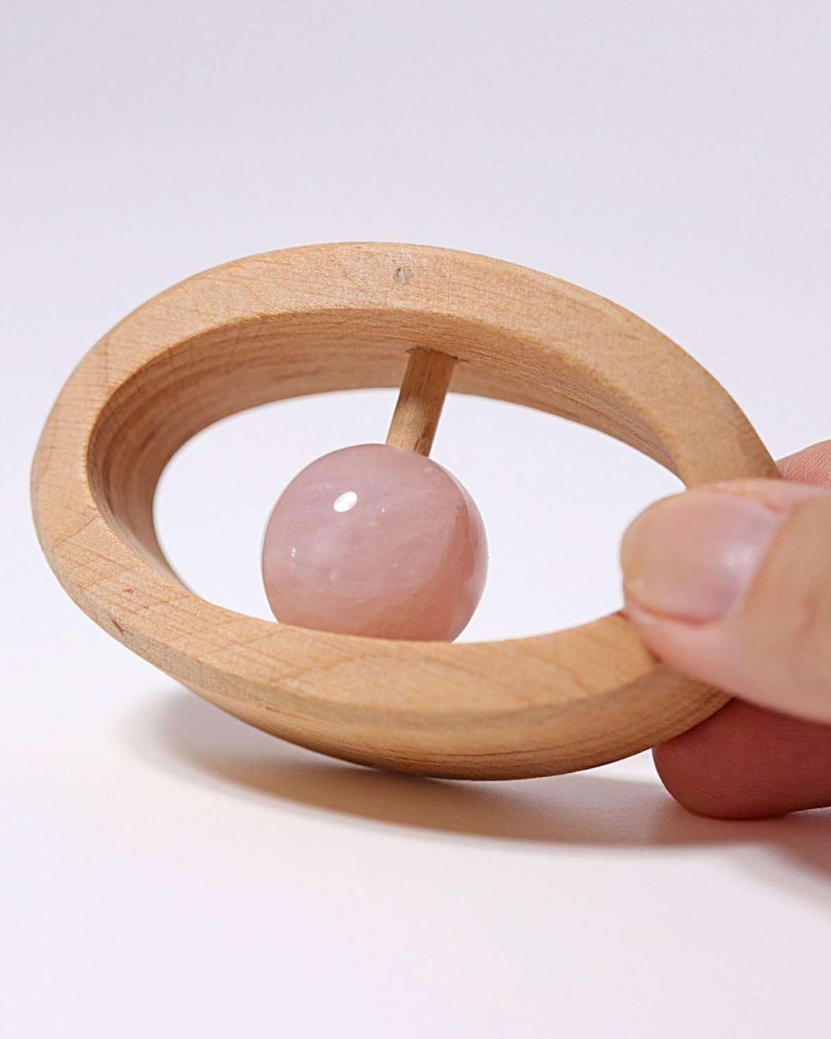 Rangle og Gripeleke – Treleke m/ Edelsten | Rattle Rose Quartz
