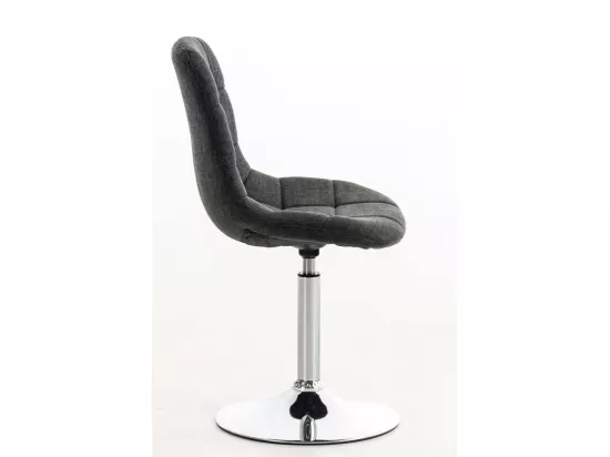 Chaise de bureau - Tissu & Métal chromé - Gris foncé - Emil