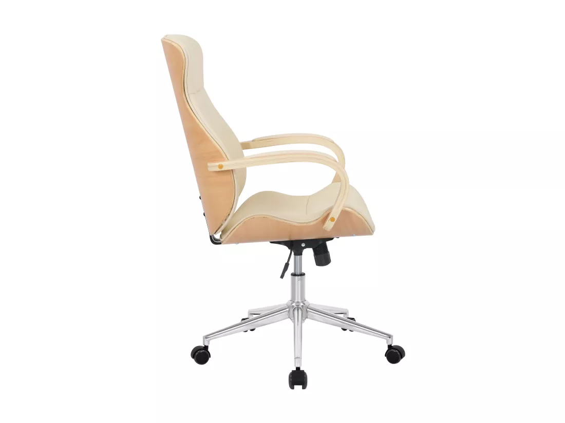 Chaise de bureau - Similicuir & Métal chromé - Nature / Crème - Melilla