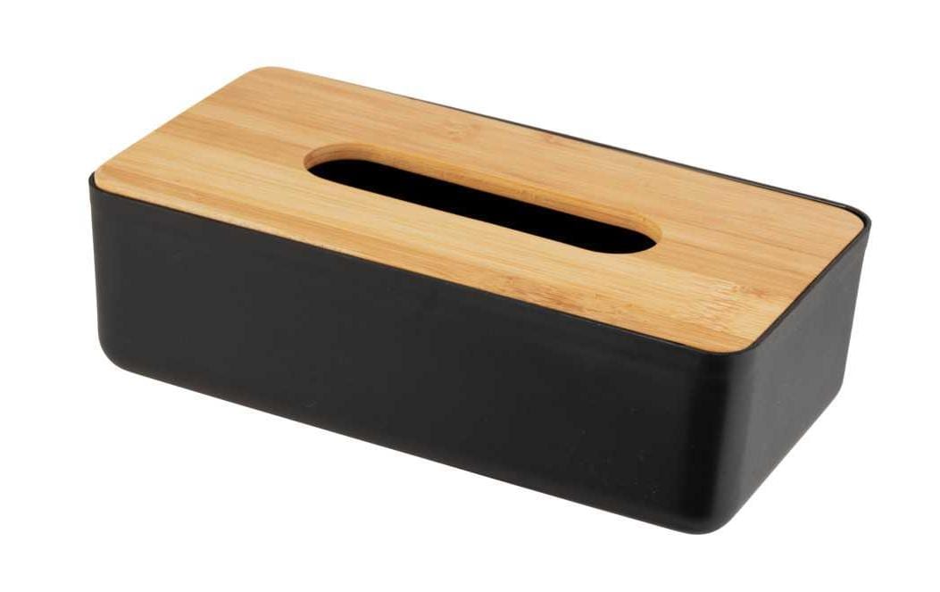Kosmetiktuchbox Rotello Nature/Schwarz, Bambus/KunststoffDekorative Taschentuchbox