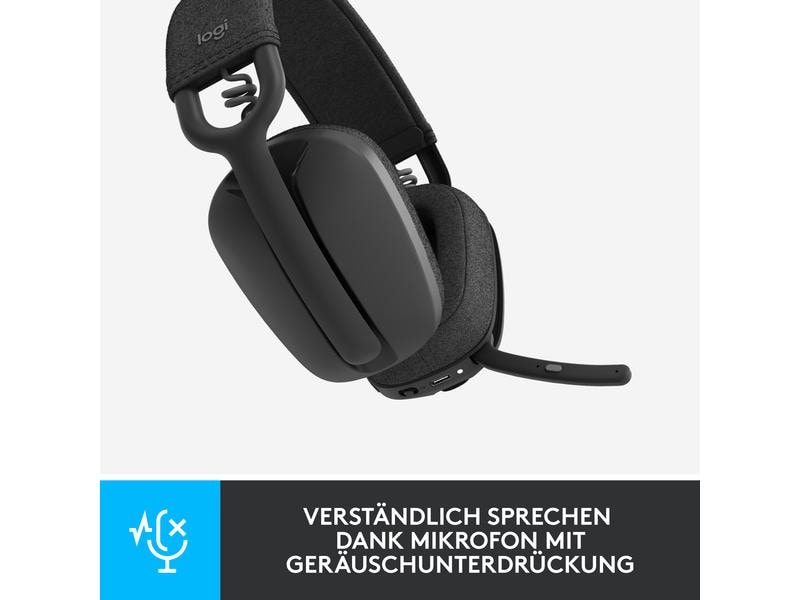 Logitech Headset Zone Vibe 100 Graphite Kabelloses Office-Headset mit leichtem und komfortablem Design