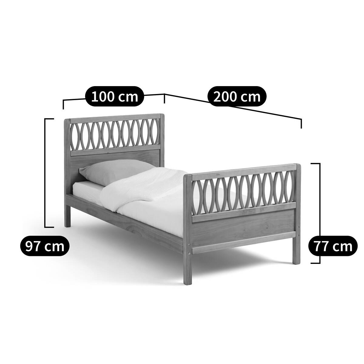 LA REDOUTE INTERIEURS<br>Cama vintage com estrado de ripas, pinho maciço, Malásia
