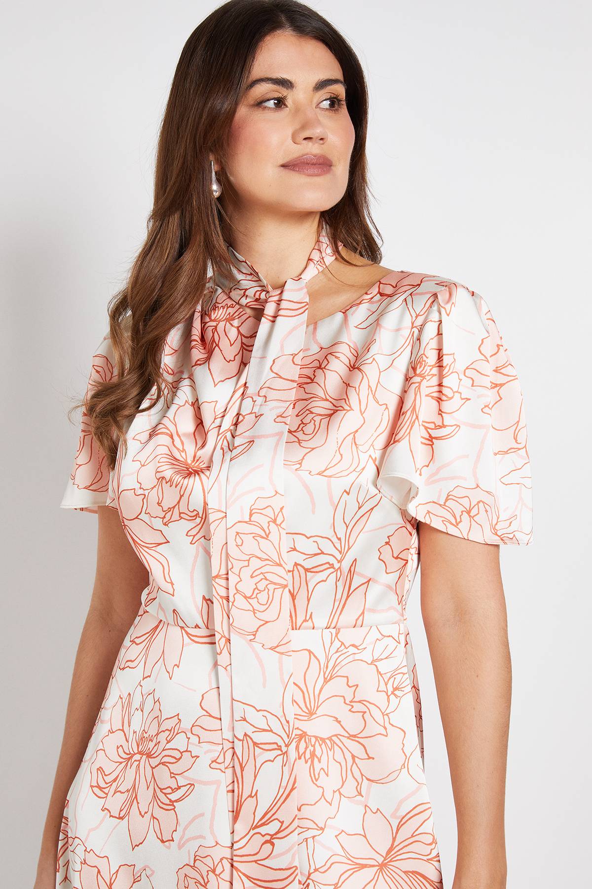 Wallis Robe Midi À Imprimé Floral En Satin
