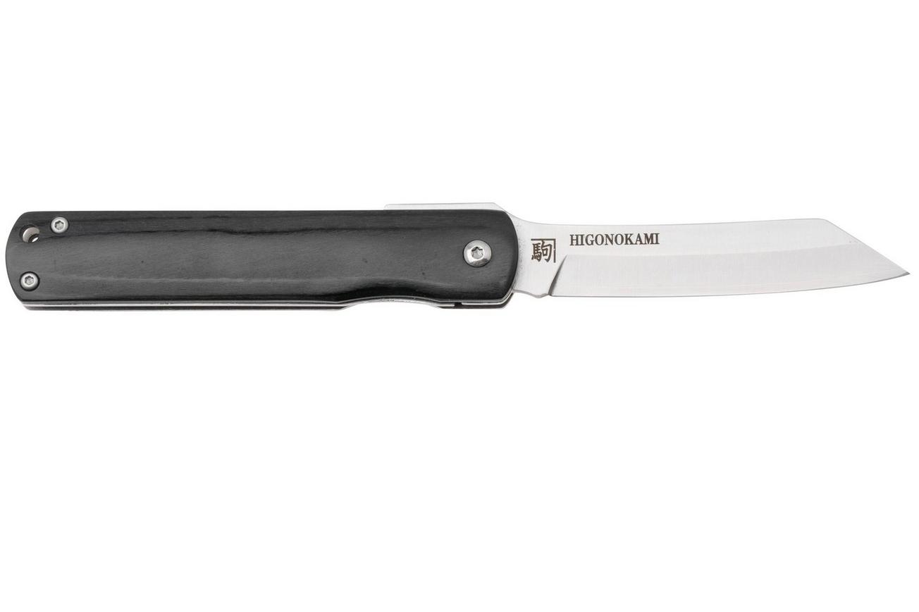 Higonokami zakmes 8 cm HIGOLNRBL Linerlock Black Pakkawood, gelamineerd staal