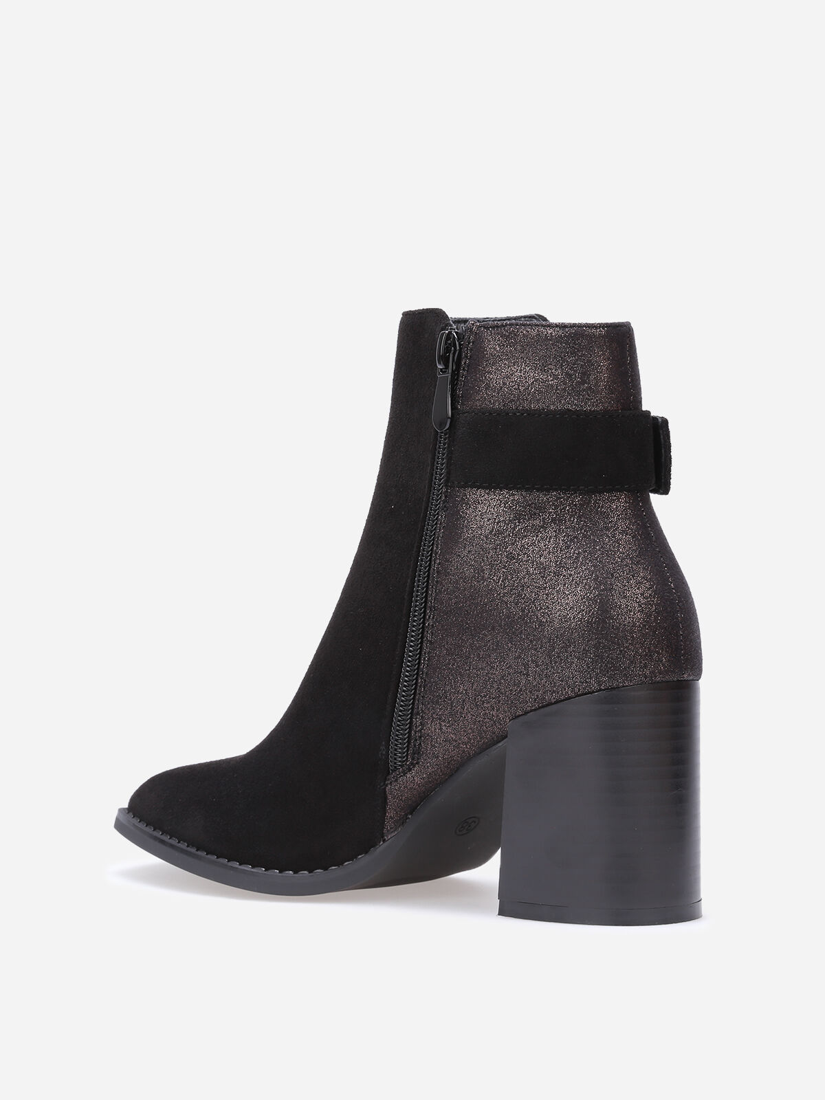 Bottines à paillettes et boucle métallique- Noir