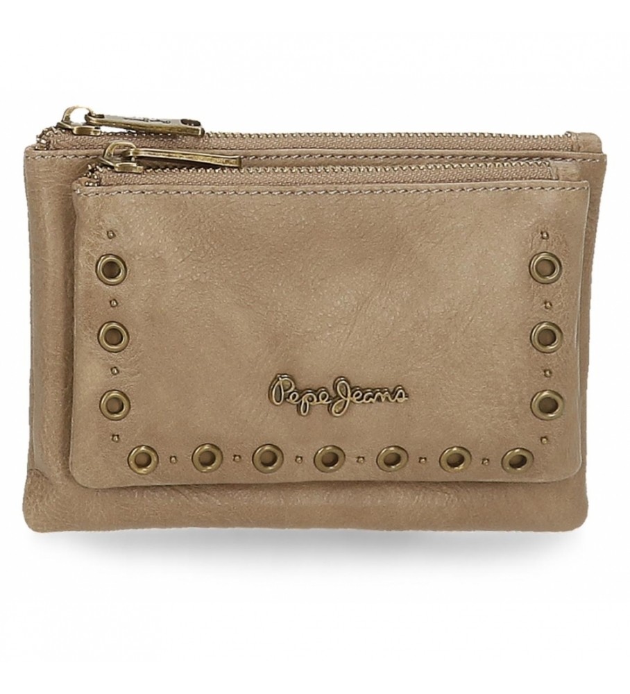 Carteira Pepe Jeans Camper Stone, dois compartimentos, bege
