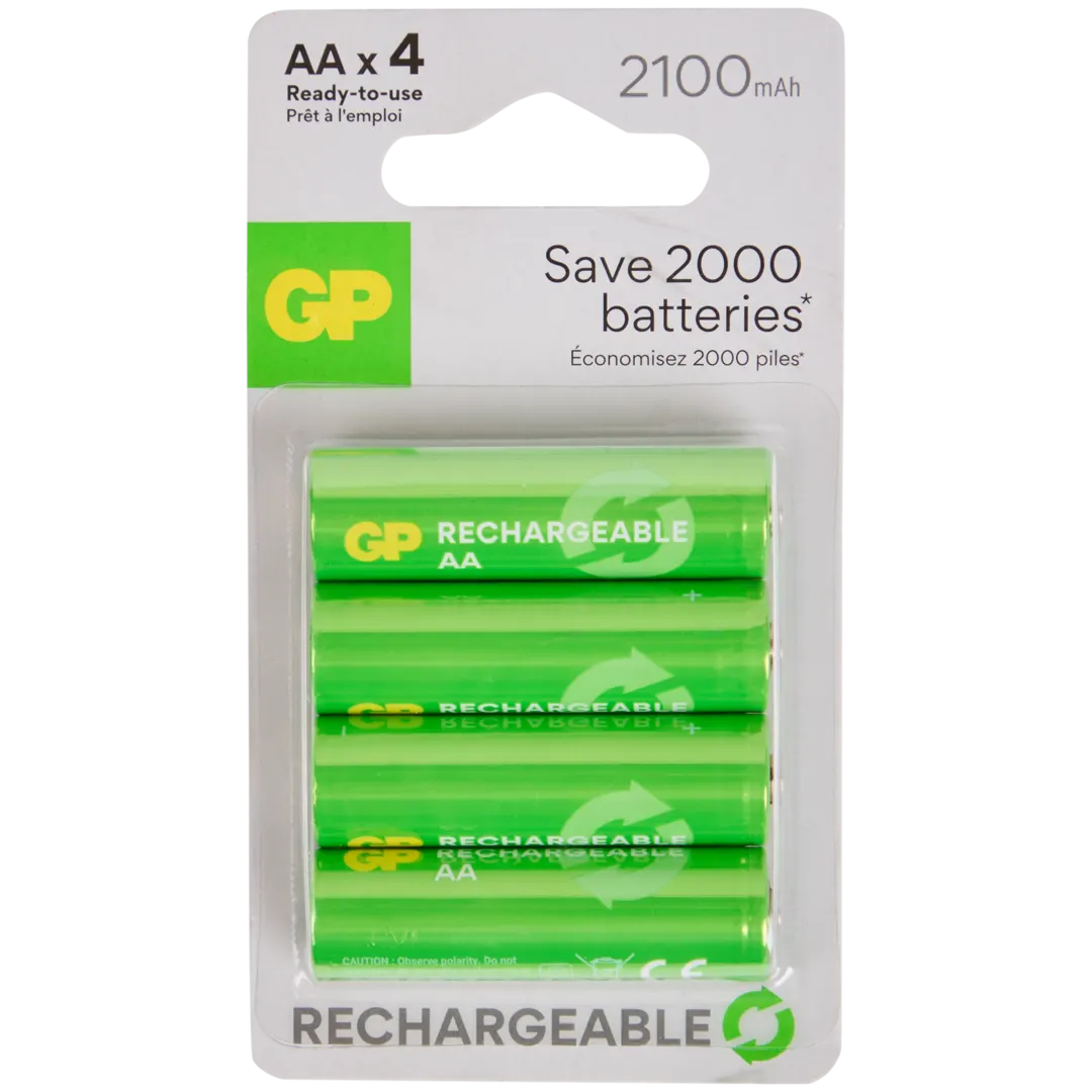 GP oplaadbare batterijen AA 4 stuks | 2100 mAh