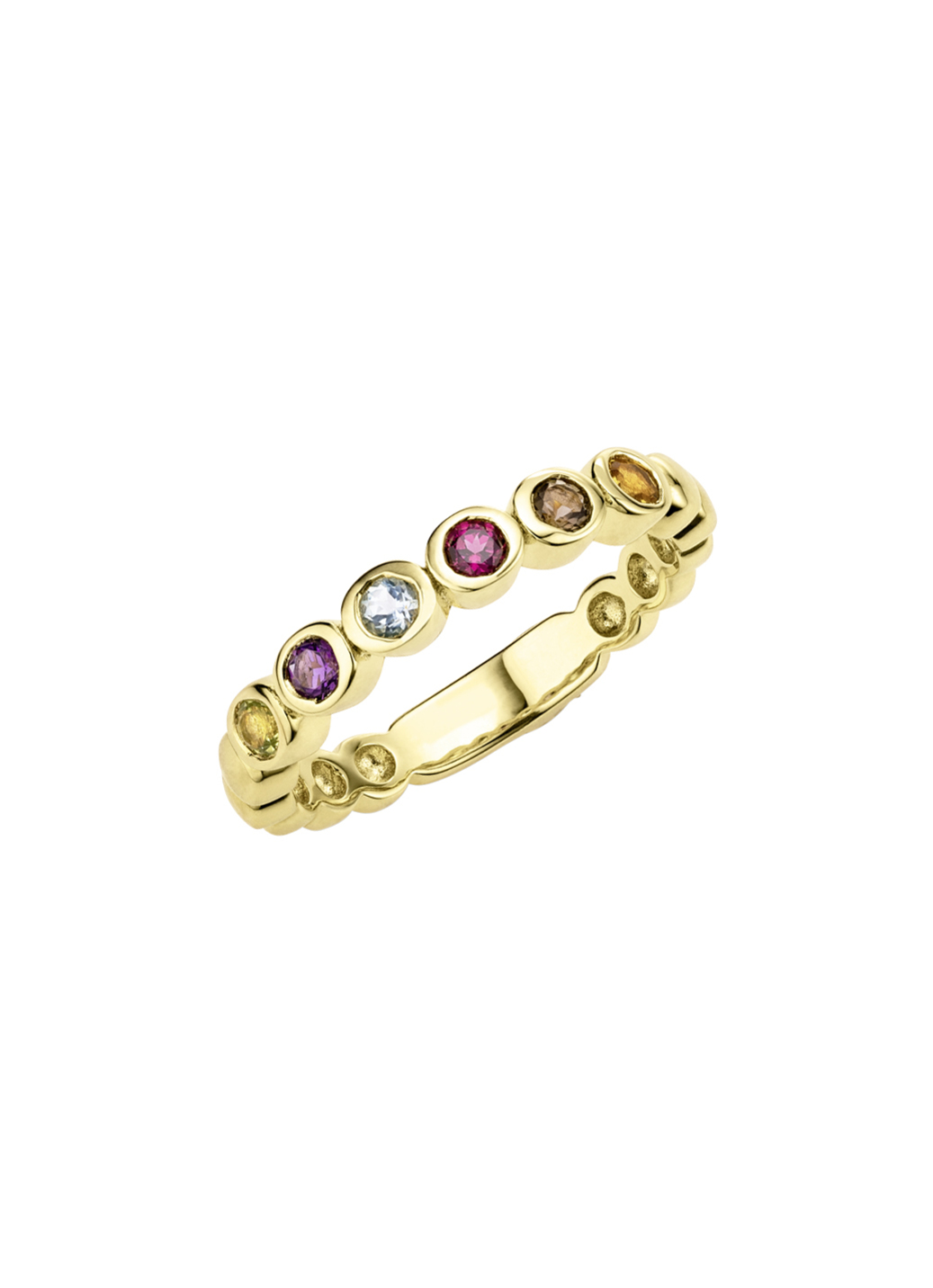 Farbenfroher Memoire-Ring aus hochwertigem Gold