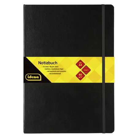 Idena Notizbuch A4, liniert, schwarz