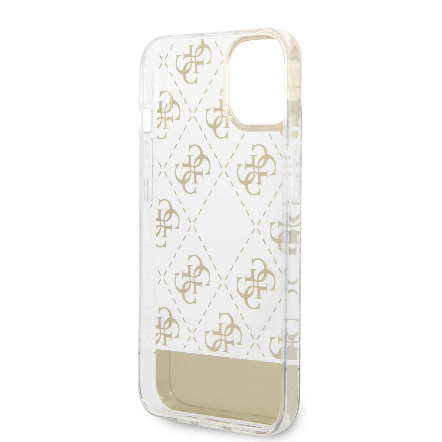 iPhone 14 Hardcase Hülle 4G Pattern Script (GUHCP14SHG4MHG) - Gold / Transparent