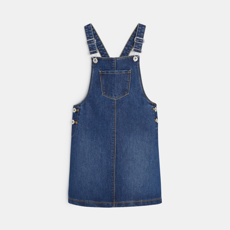 Robe-salopette en jean bleue fille