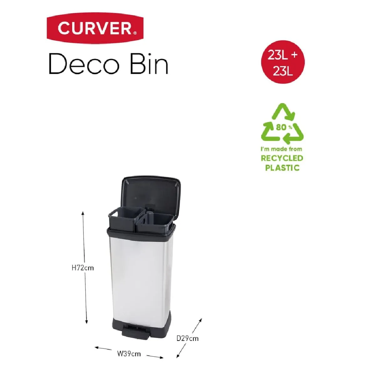 Curver Deco 23L + 23L Argenté