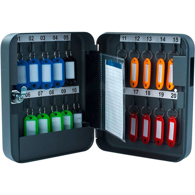 Armoire à clés en acier, fermeture à clé, gris foncé
