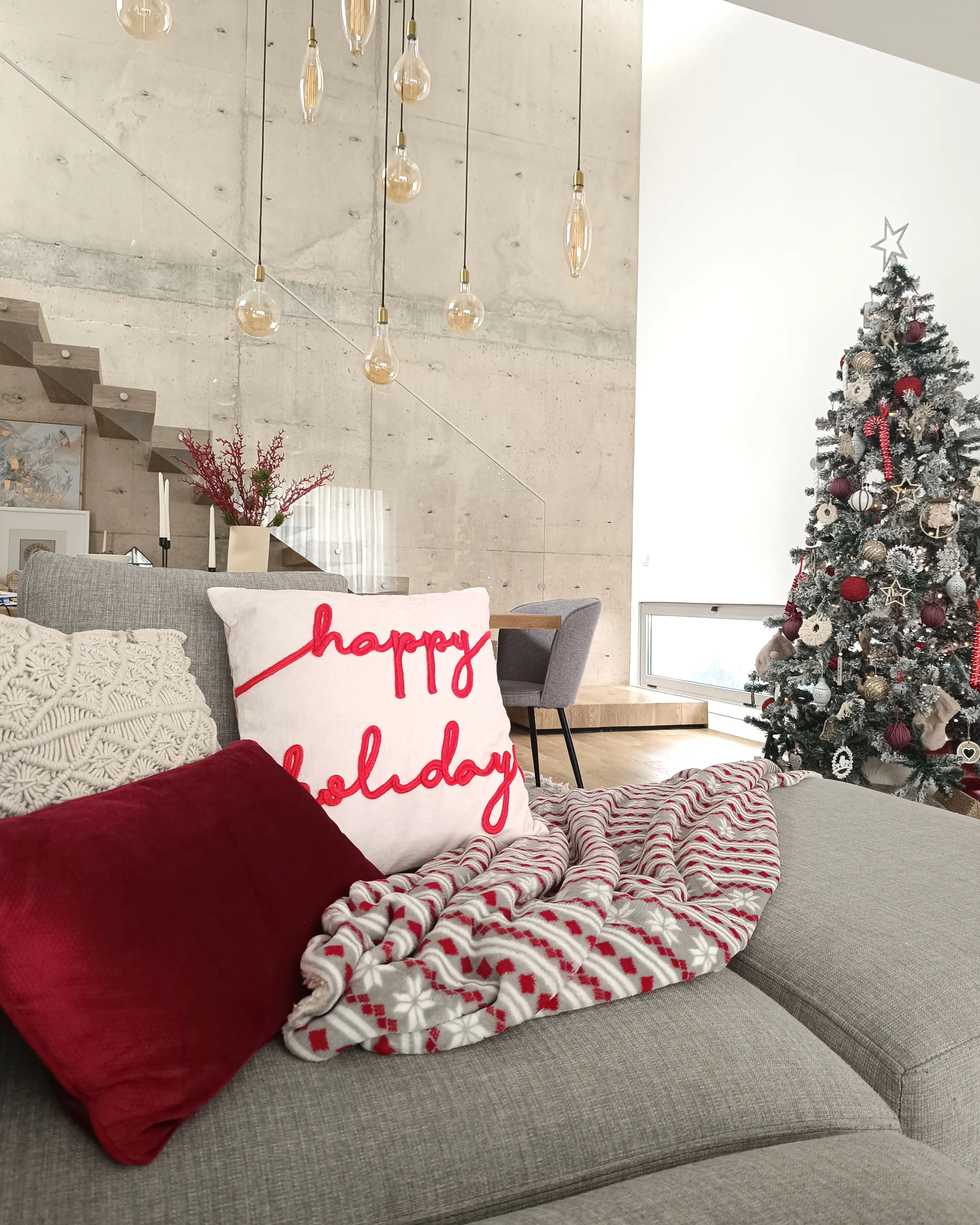 Sierkussen EXACUM Fluweel 45 x 45 cm Wit kerstmotief