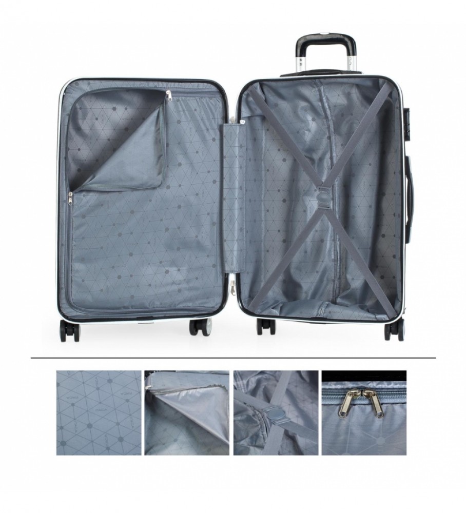 Conjunto de malas rígidas de viagem ITACA com 4 rodas T71600 Brancas - 55x39x20cm -