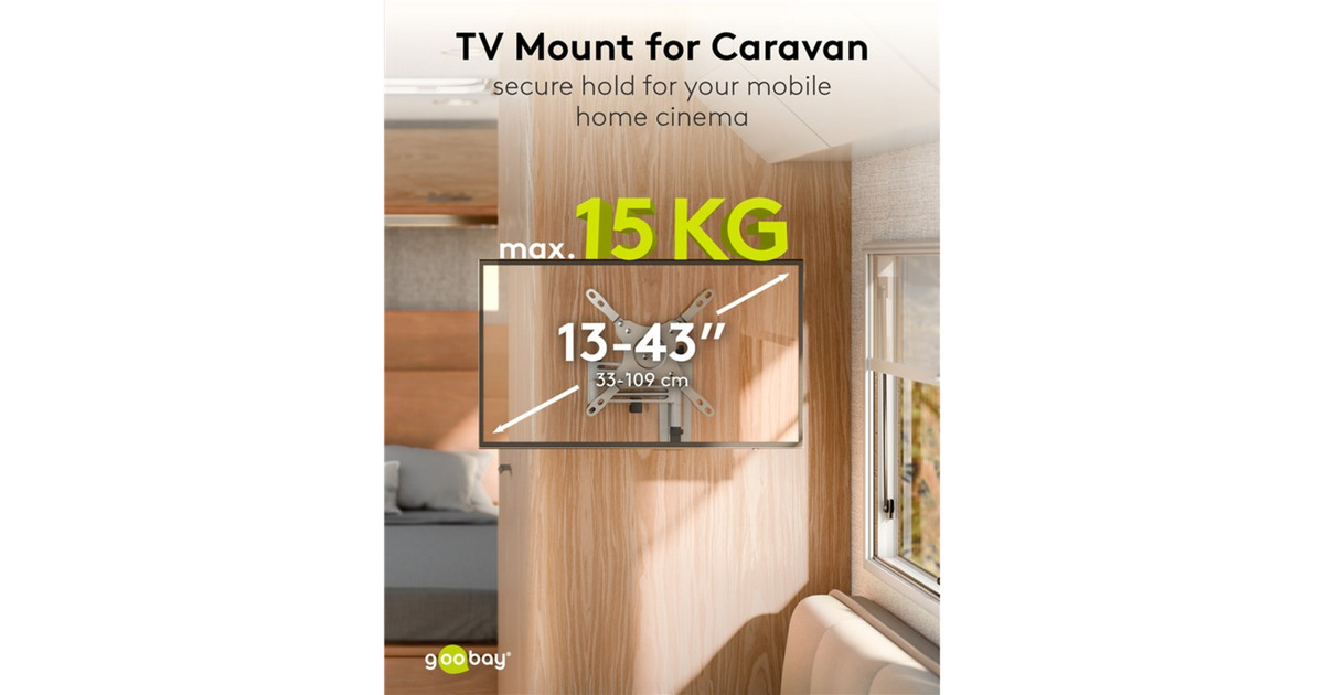 goobayTV Wall Mount Caravan FULLMOTION (M), 13 to 43 inch wandmontage   (Zilver)
