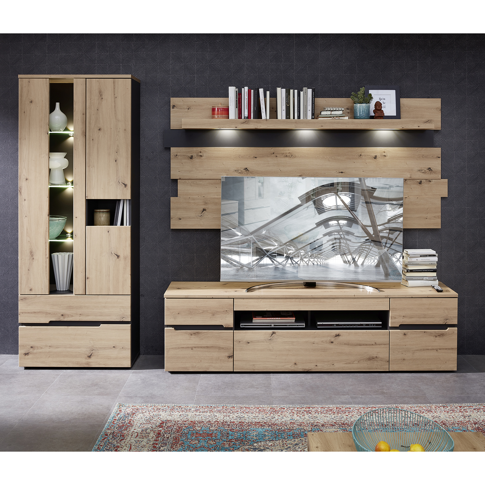 Wandpaneel - Artisan Eiche - Graphit - 202 cm