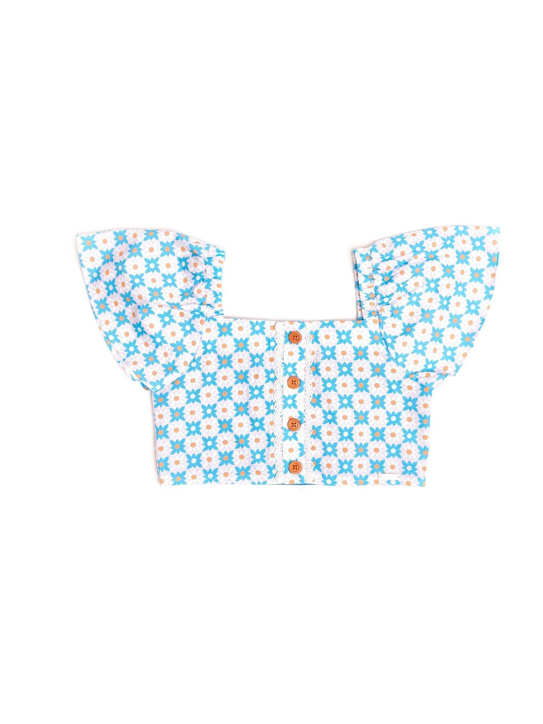 Nicole Miller meerkleurige cropped blouse van 100% katoen
