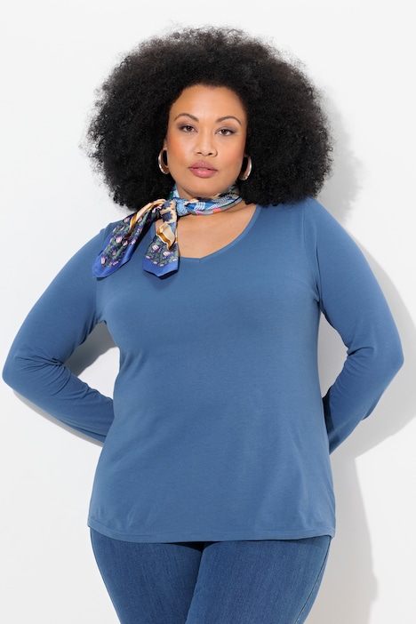 Shirt, Slim, V-Ausschnitt, Langarm