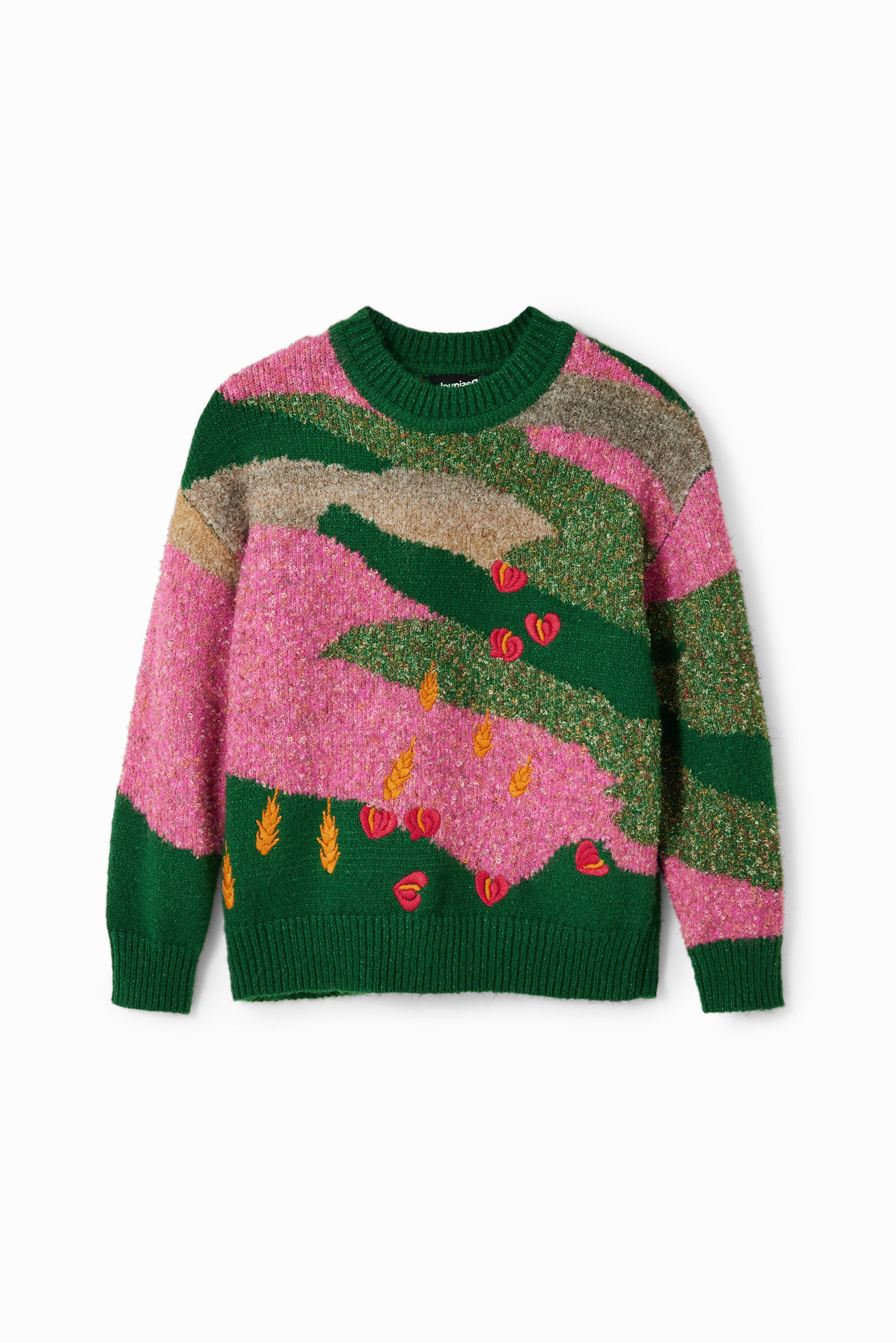 Pull jacquard broderies