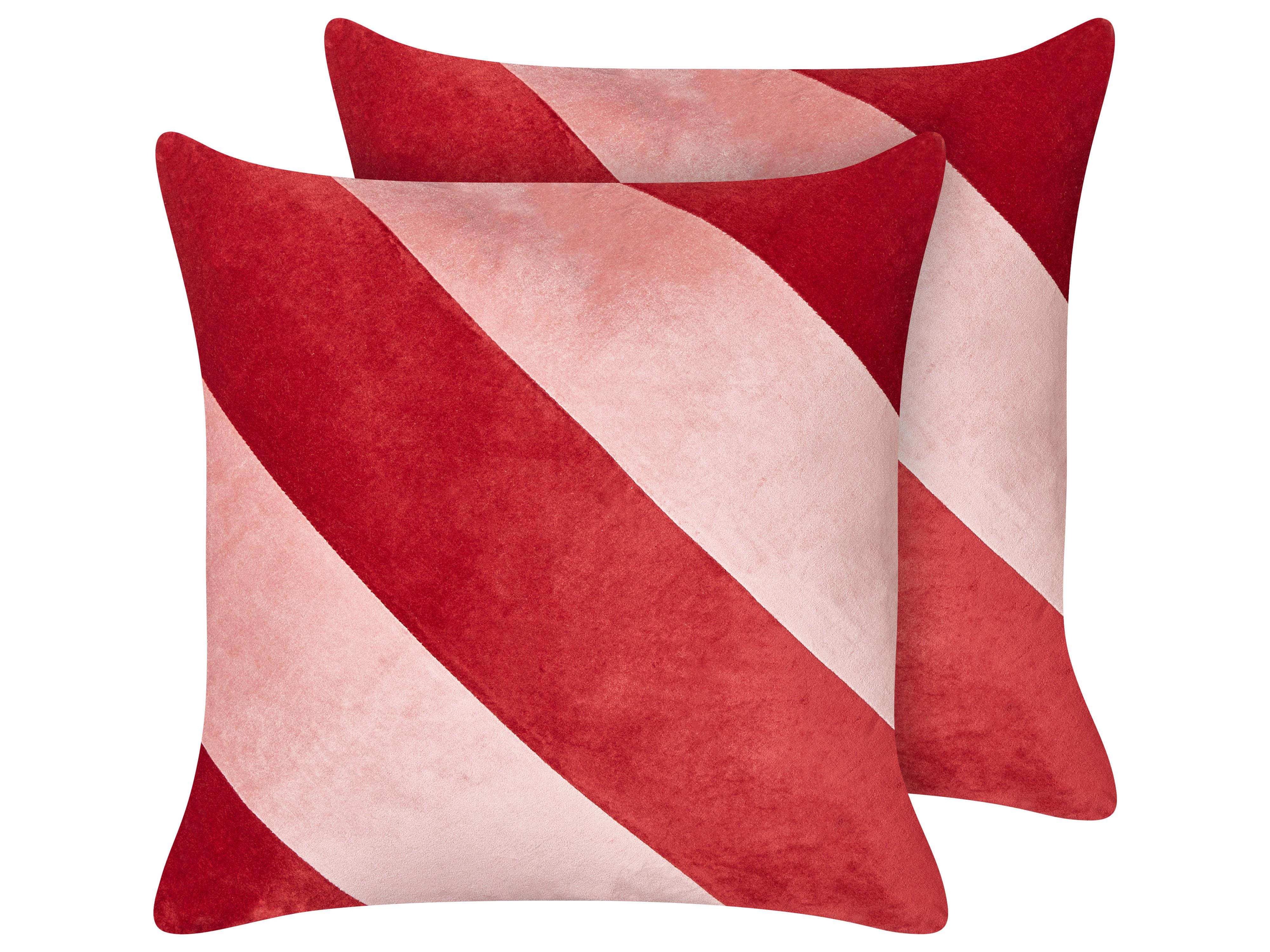 Set van 2 sierkussens BORONIA Katoen 45 x 45 cm Rood kerstmotief