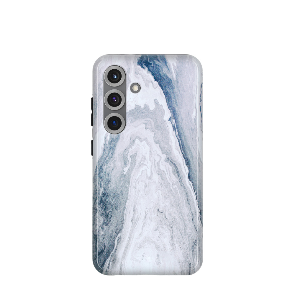Samsung Galaxy S25 Hybrid (Kunststoff / Gummi) Hülle Marmor Fluss - Blau