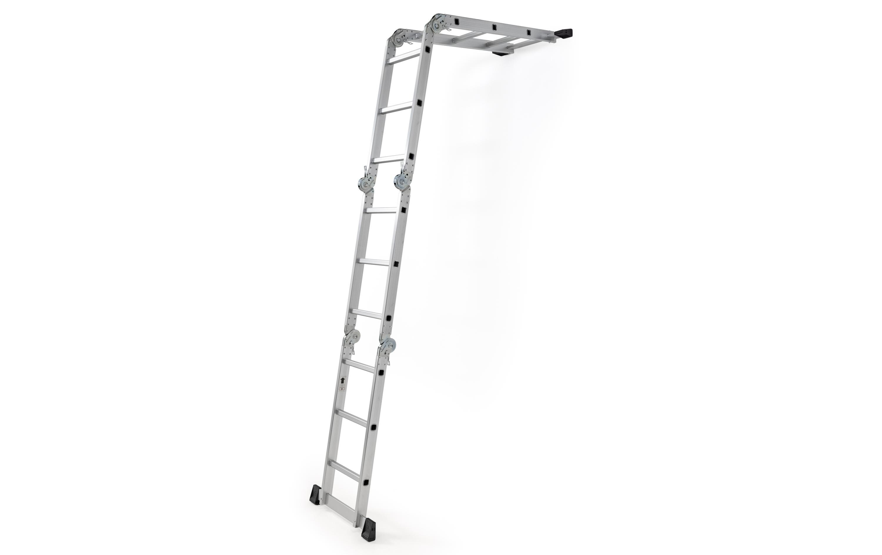 Mehrzweckleiter StepUp 4 x 3 SprossenMultifunktionsleiter aus Aluminium mit zwei Arbeitsplanken
