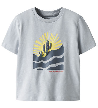 Name It T-Shirt - Nmmhaldur - Pearl Blue m. Print