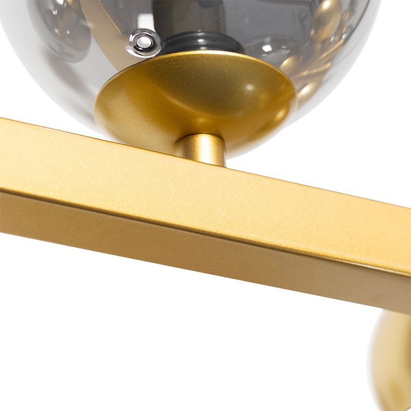 Art deco hanglamp goud met smoke glas 8-lichts - David