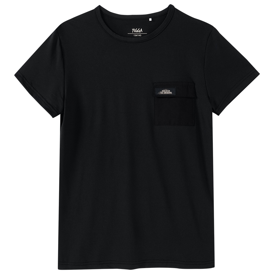 Yigga Kinder T-Shirt mit Brusttasche schwarz