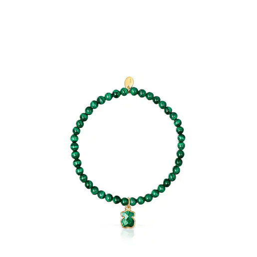 Pulseira com banho de ouro 18 quilates sobre prata e malaquita Icon Color