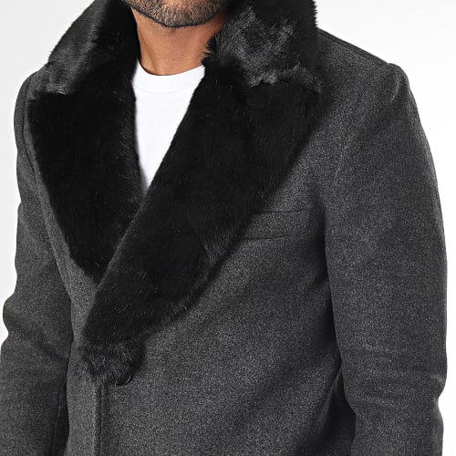 Manteau Col Mouton Gris Anthracite