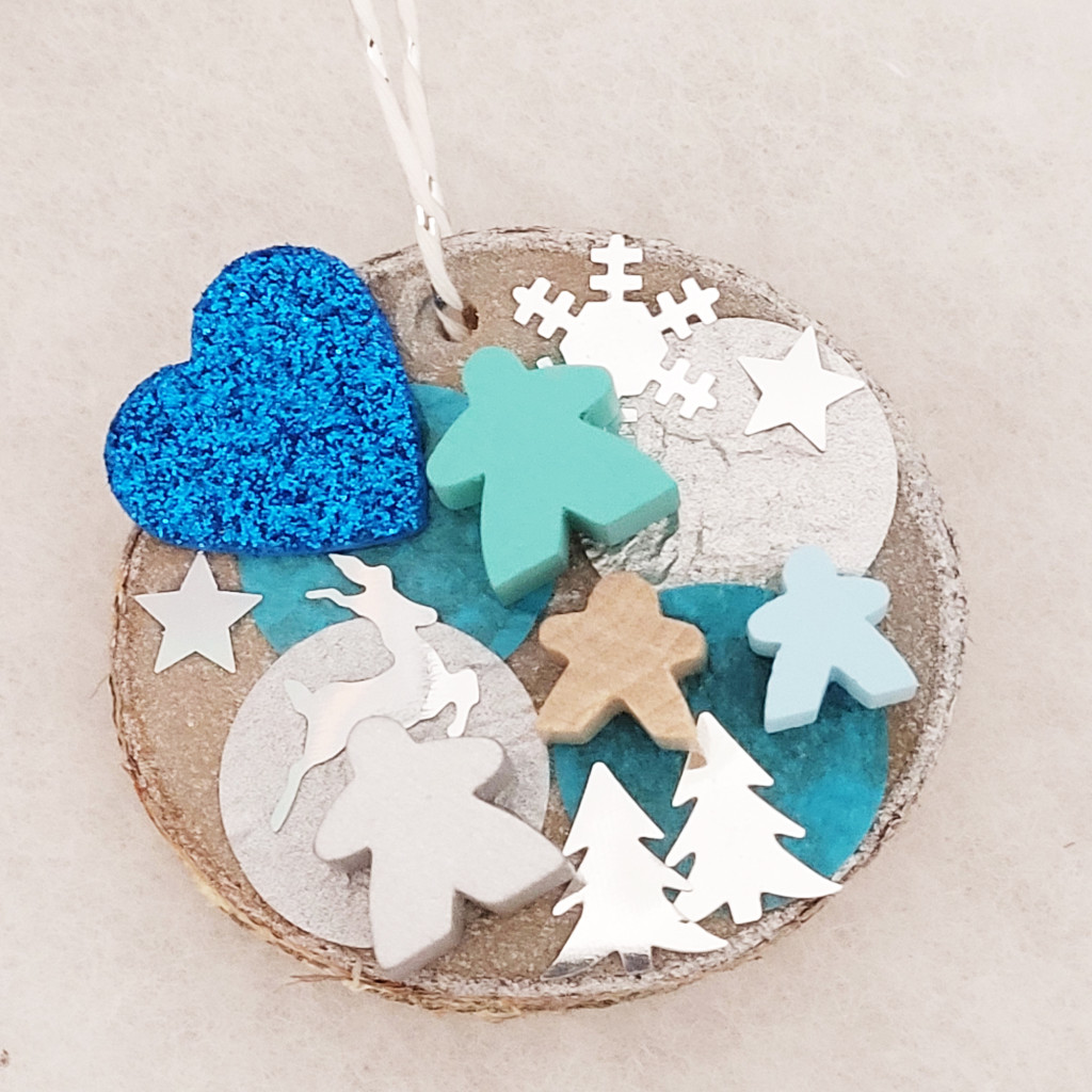Boules de Noël rondin de bois - Bleu
