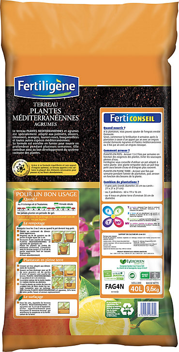 Terreau plantes méditerranéennes et agrumes Fertiligène 40L
