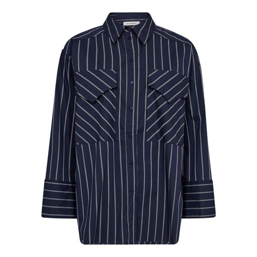 Co'Couture SebiCC Stripe Box Skjorte, Navy, S