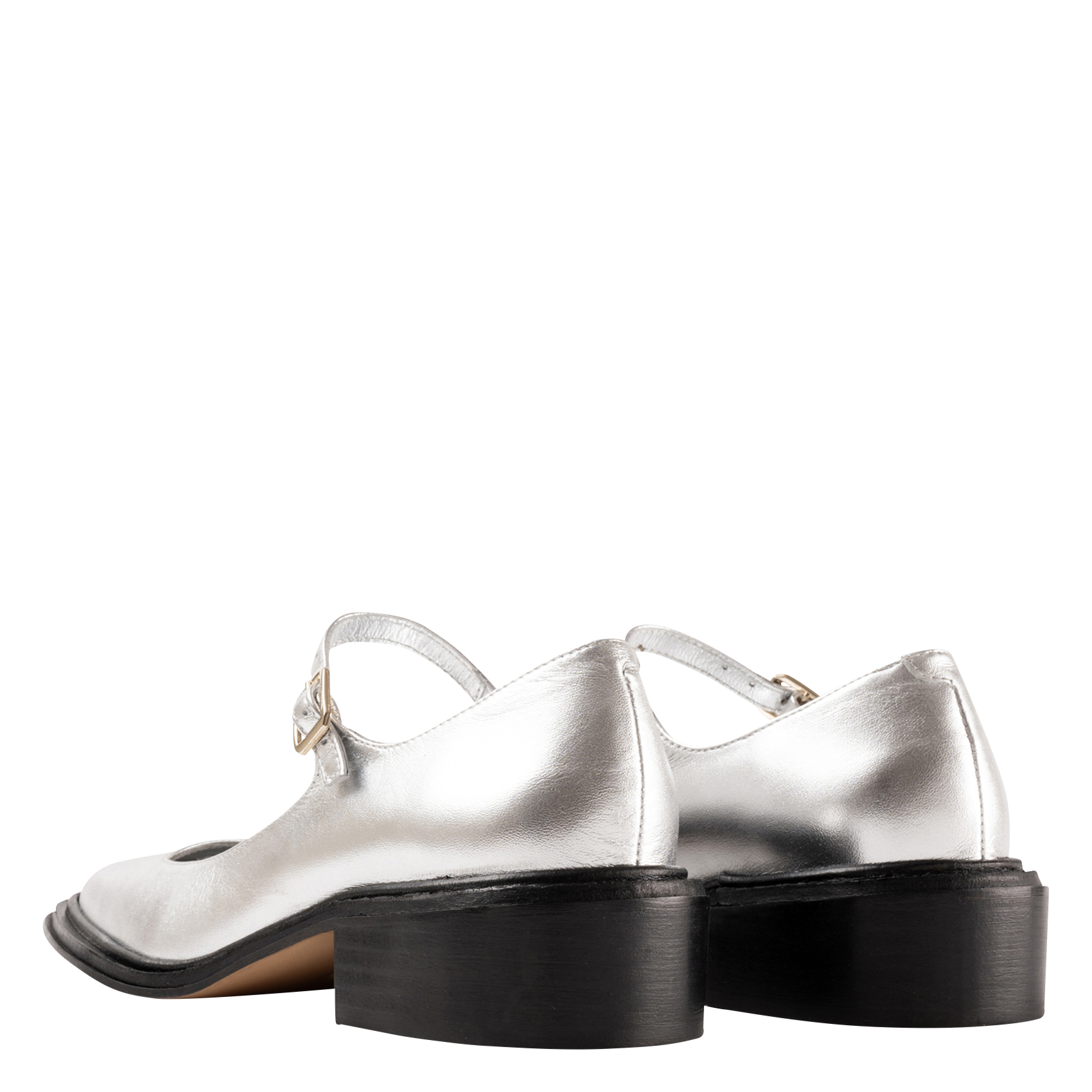 PENELOPE - Babies à petits talons en cuir métallisé | Argent