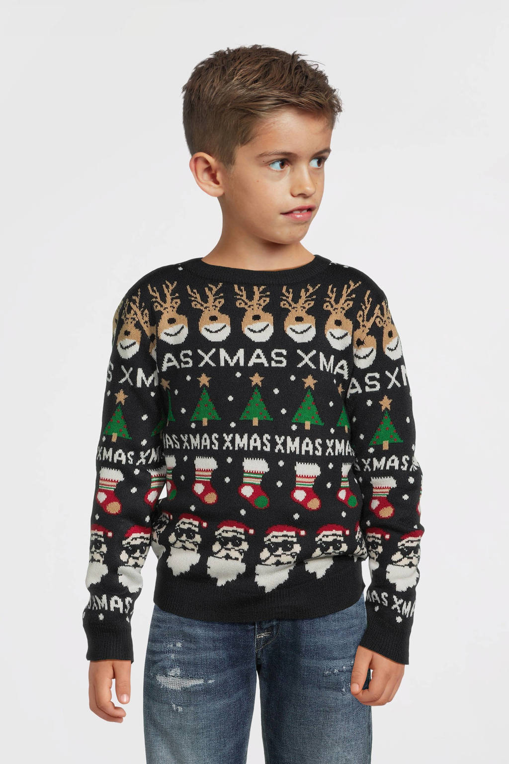 NAME IT kersttrui donkerblauw gebreid