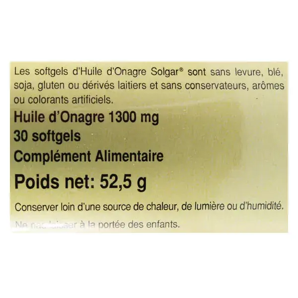 Óleo de Prímula Solgar 1300mg 30 Cápsulas Gelatinosas