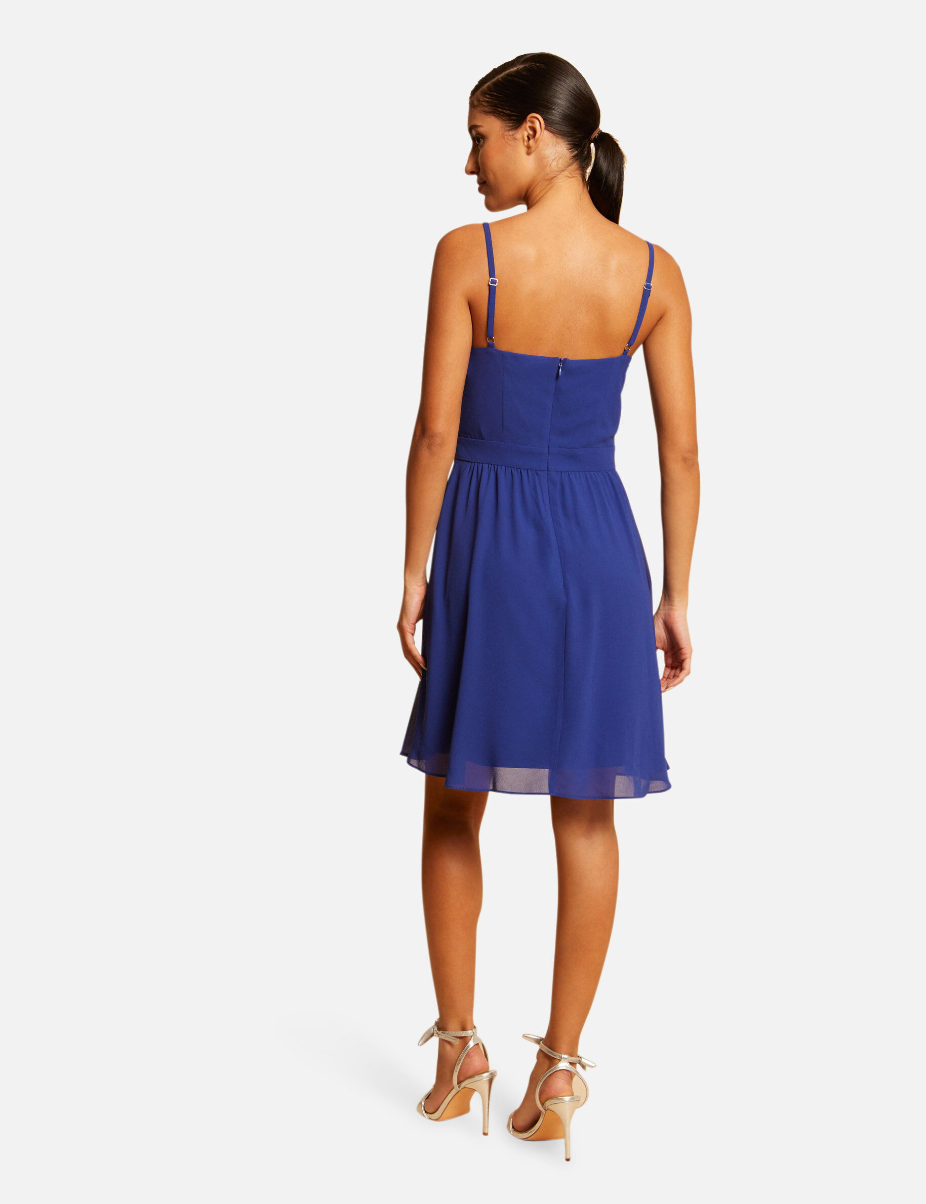 Robe patineuse avec col cache-coeur bleu electrique femme - bleu_electrique