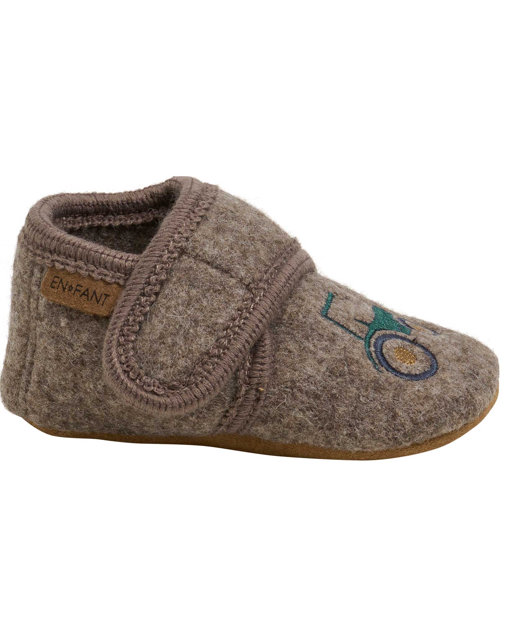 Klett-Hausschuhe WOOL TRAKTOR in walnut