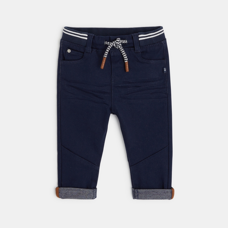 Jean knit-denim taille élastiquée bleu bébé garçon