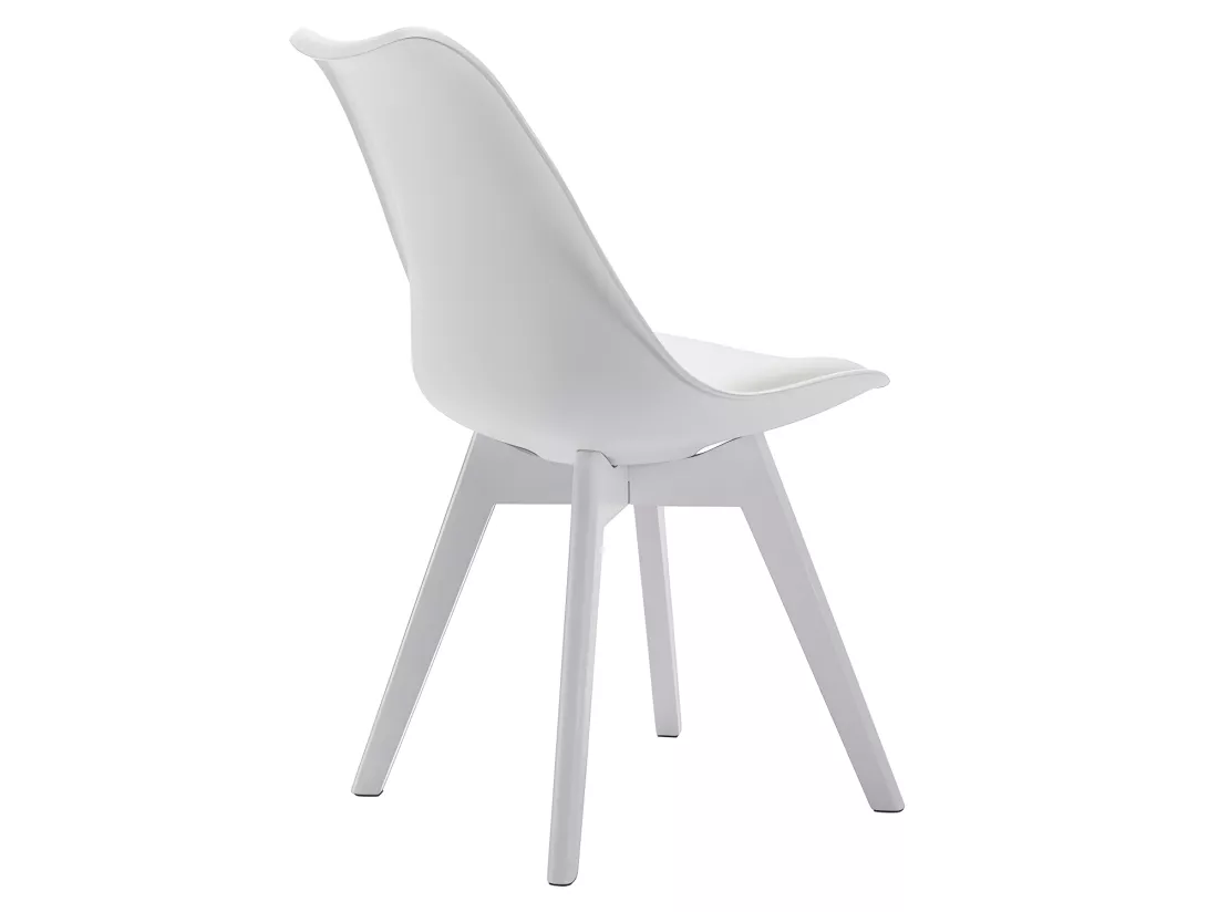 Lot de 2 chaises JODY - Polypropylène et Hêtre - Blanc pieds Blanc