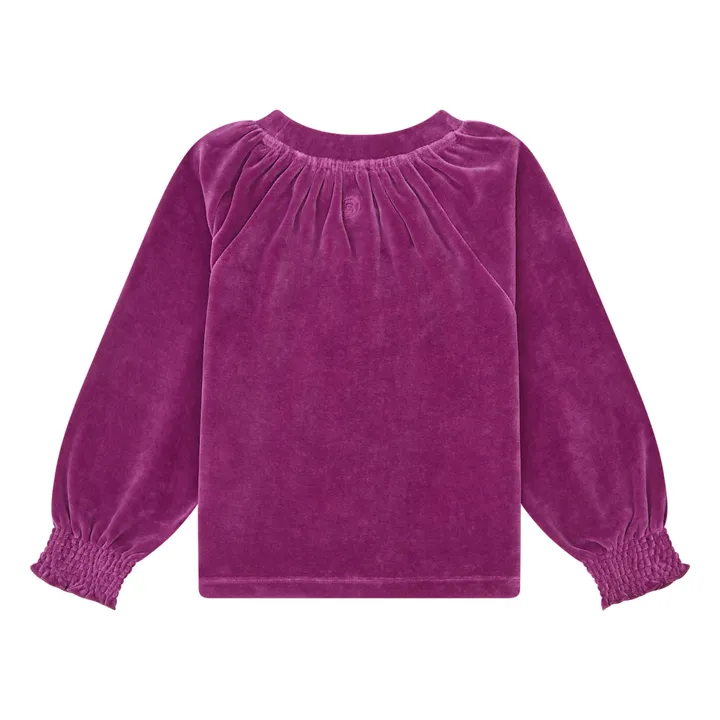 SMALLABLE BASICS Sweat Fille Col Rond en Velours | Rose fuschia