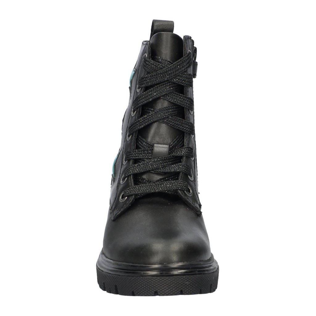 Nelson Kids leren veterboots zwart