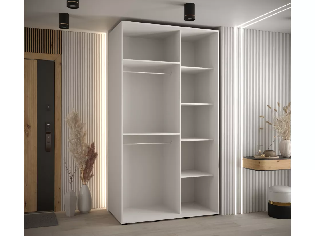ARMOIRE DAVOS 3 À PORTES COULISSANTES 235,2/140/60 2 portes (Blanc/Blanc/Argent)