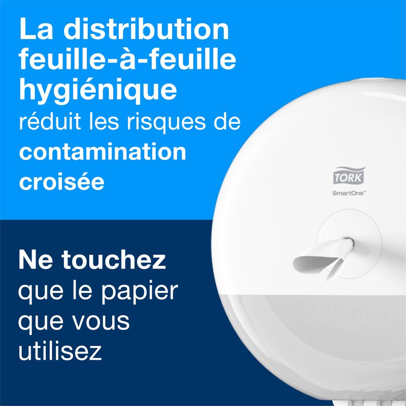 Distributeur papier toilette en rouleau Tork SmartOne®T8 Blanc