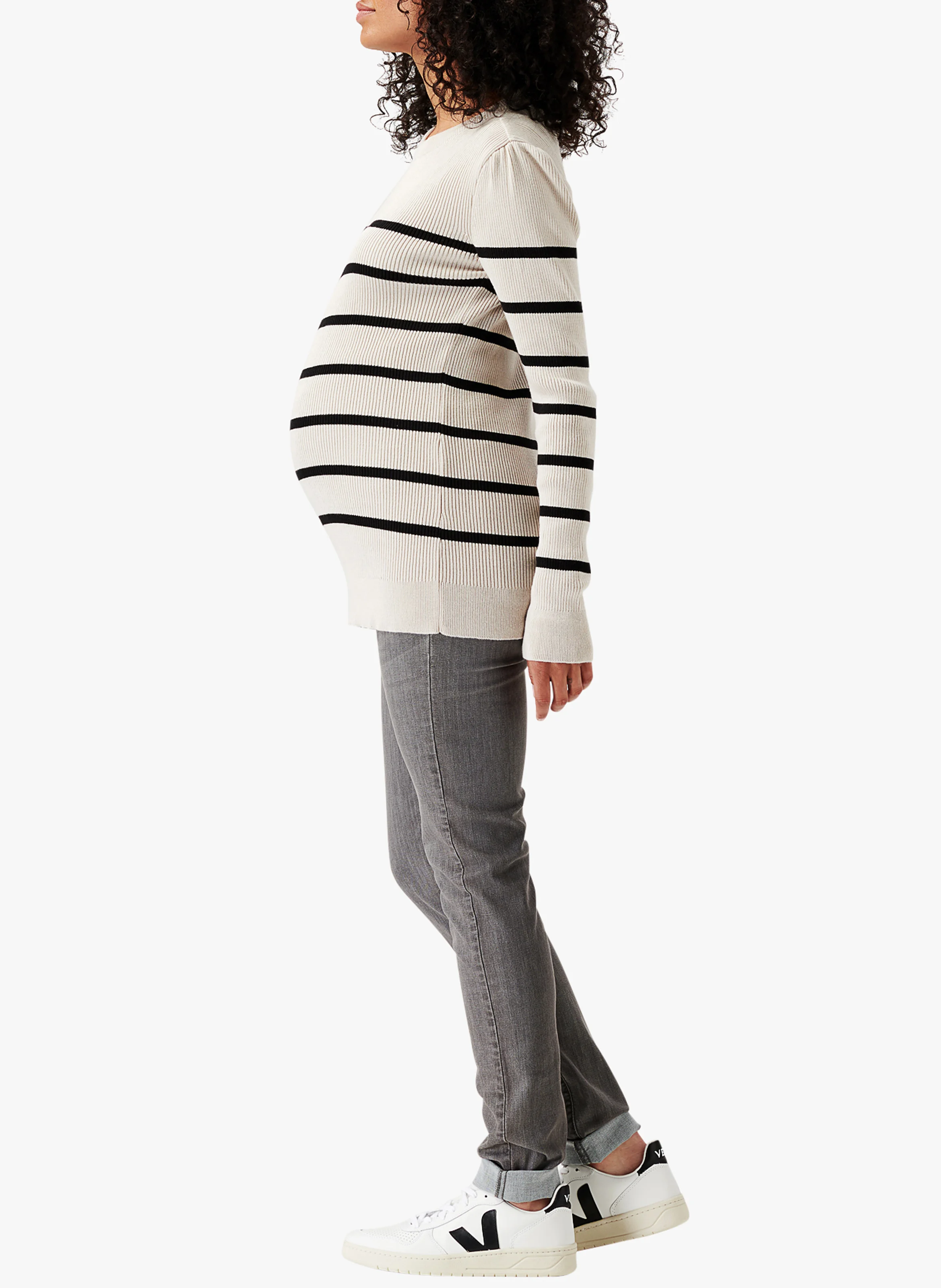 PIOCHE - Pull de grossesse à rayures | Beige