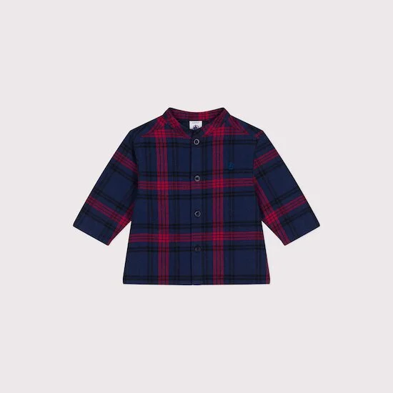 Chemise en flanelle à carreaux bébé   Bleu smoking        de               Petit Bateau