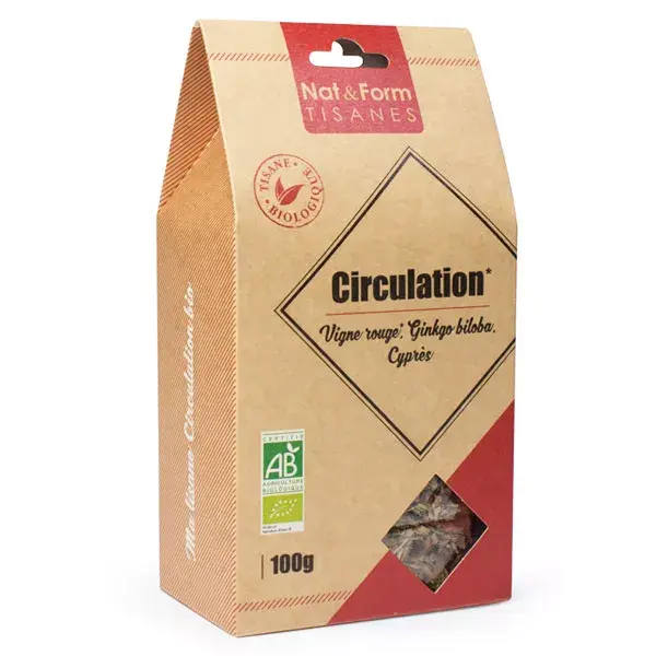 Chá de ervas orgânico Nat & Form para circulação sanguínea, 100g