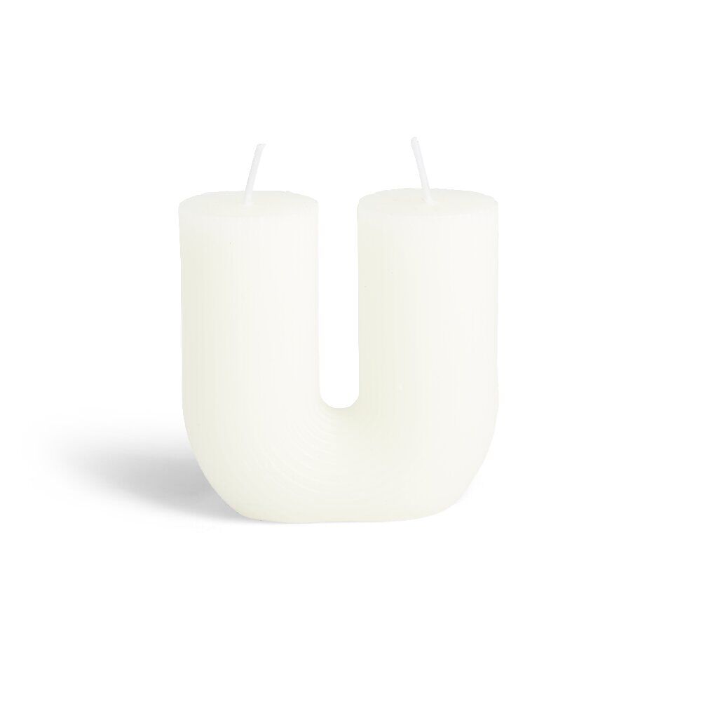 Bougie lettre U blanche 6x4xH9cm